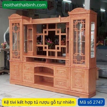 Kệ tivi gỗ kết hợp tủ trang trí MS 2747