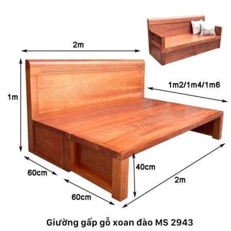 Giường gấp gỗ xoan đào MS 2943
