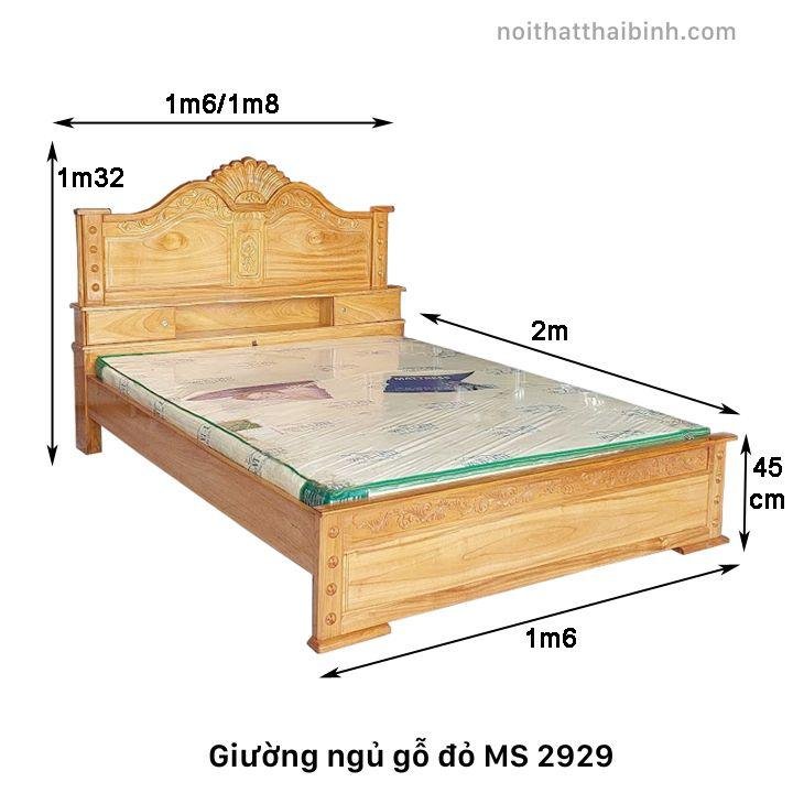 Giường gỗ gõ đỏ cao cấp MS 2929 - Ảnh 7