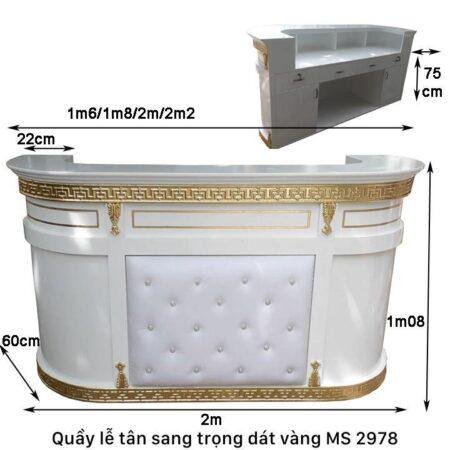Quầy lễ tân sang trọng dát vàng MS 2978