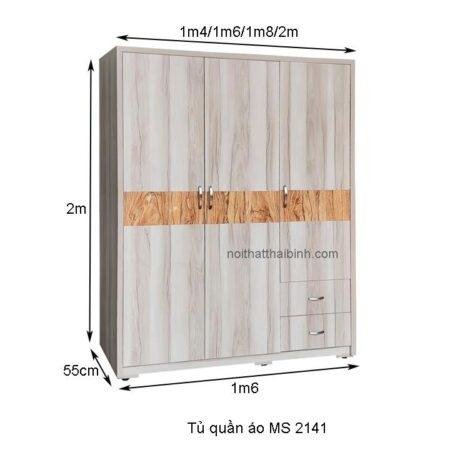 Tủ quần áo melamine đẹp MS 2141