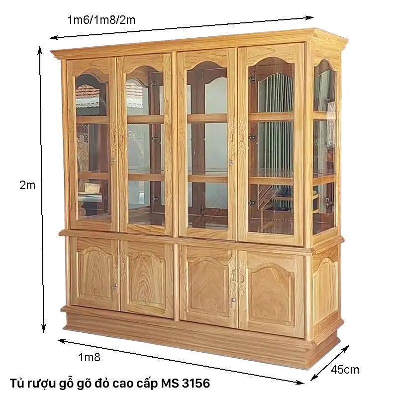 Tủ rượu đẹp bằng gỗ gõ đỏ MS 3156 - Ảnh 6