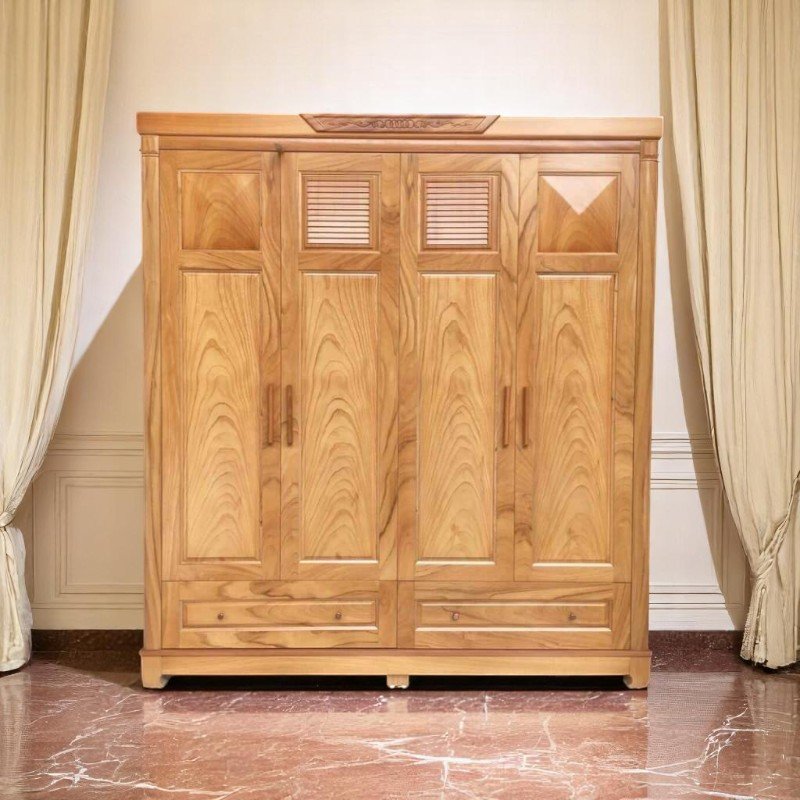 mẫu tủ quần áo gỗ tự nhiên 4 cánh
