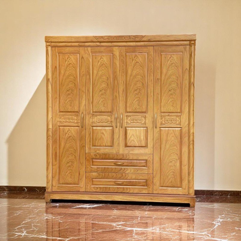 mẫu tủ quần áo gỗ tự nhiên 4 cánh