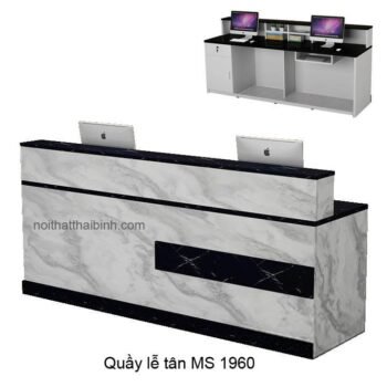 Quầy lễ tân hiện đại vân đá MS 1960