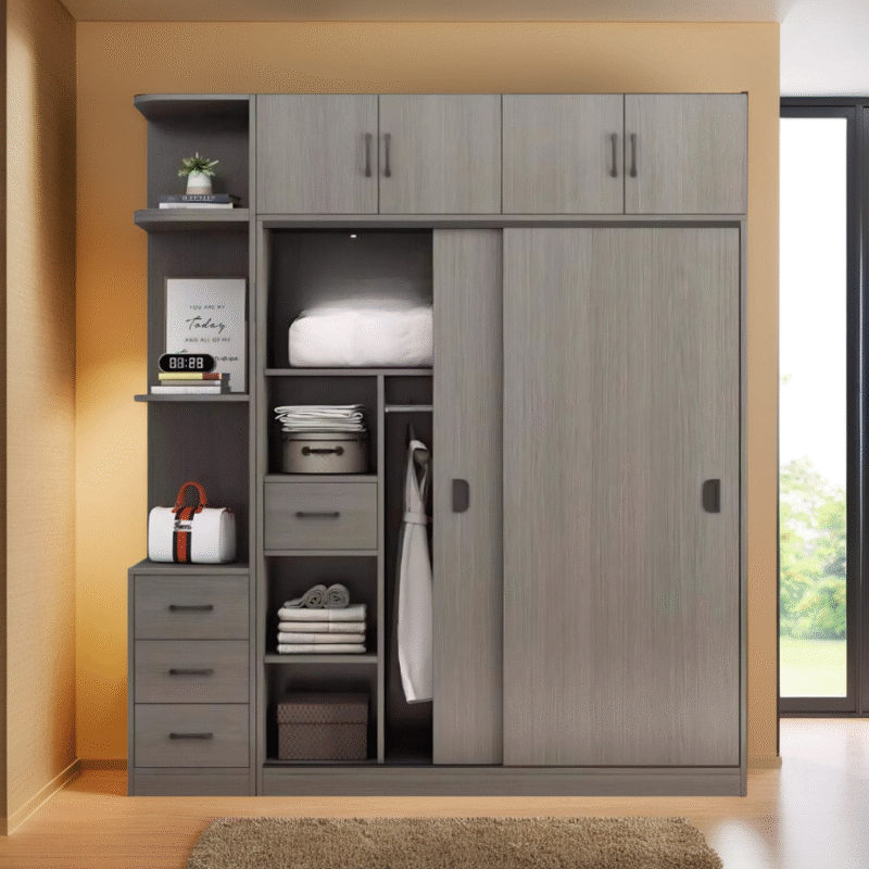 Tủ Áo 2 Tầng cửa lùa có kệ trang trí MS 3196 - Ảnh 4