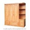 Tủ quần áo gỗ tự nhiên gõ đỏ có kệ MS 2704