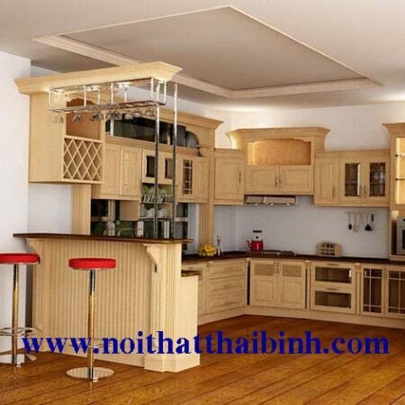 Tủ bếp gỗ cn sơn men trắng MS 1207  GIÁ : 3.100.000 md