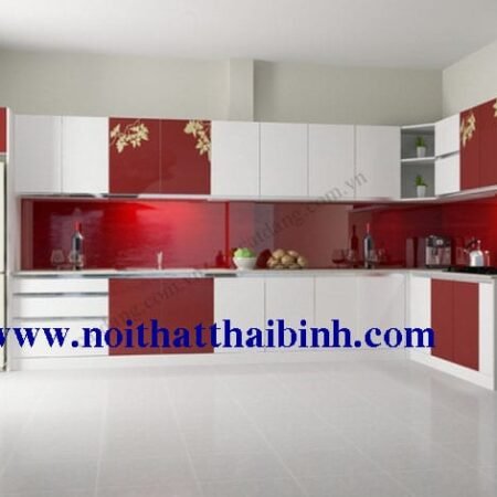 Tủ bếp gỗ cn sơn men trắng MS 1228  GIÁ : 3.100.000 md