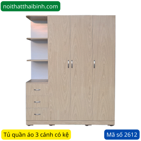 Tủ quần áo 3 cánh có kệ MS 2612