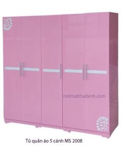 Tủ quần áo 5 cánh màu hồng MS 2008