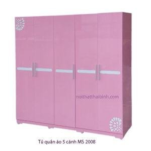 Tủ quần áo 5 cánh màu hồng MS 2008