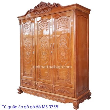 Tủ quần áo bằng gỗ gõ đỏ MS 9758 Giá 1m8 = 42.000.000