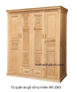Tủ quần áo gỗ sồi tự nhiên MS 2063