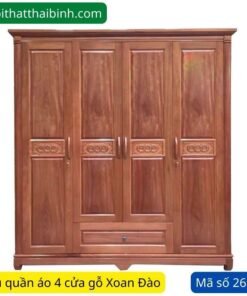 Tủ quần áo 4 cửa gỗ xoan đào MS 2680