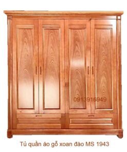 Tủ quần áo gỗ xoan đào tự nhiên MS 1943