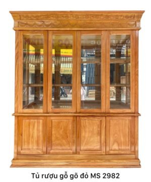 Mẫu tủ rượu gỗ đẹp gỗ gõ đỏ MS 2982