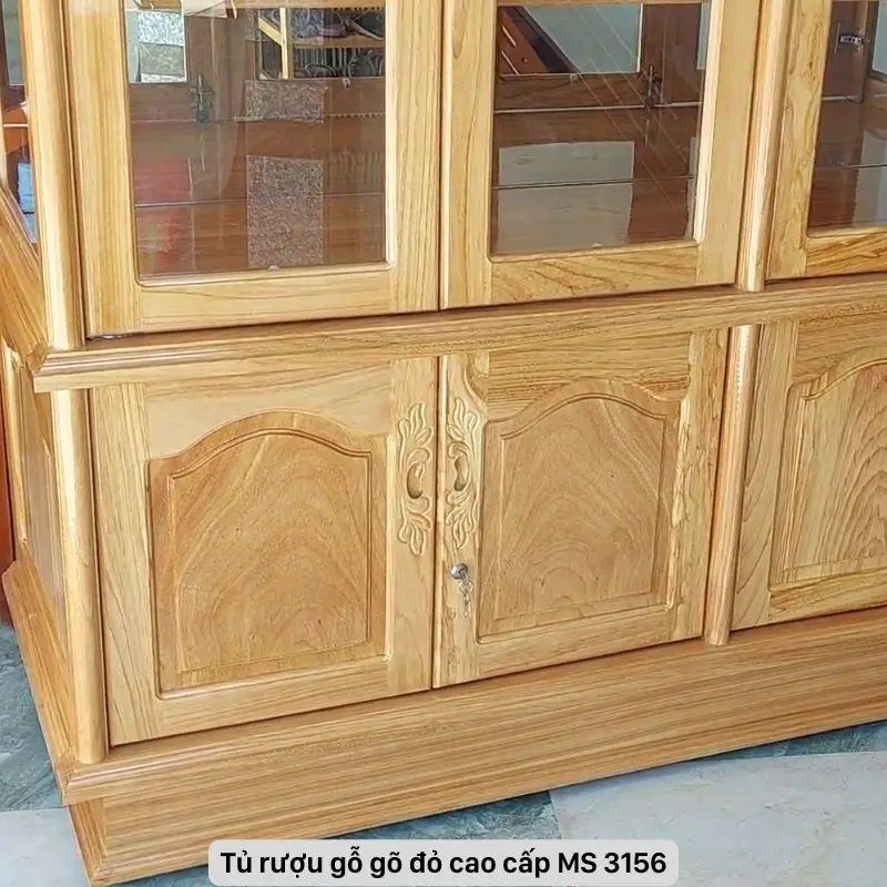 Tủ rượu đẹp bằng gỗ gõ đỏ MS 3156 - Ảnh 3