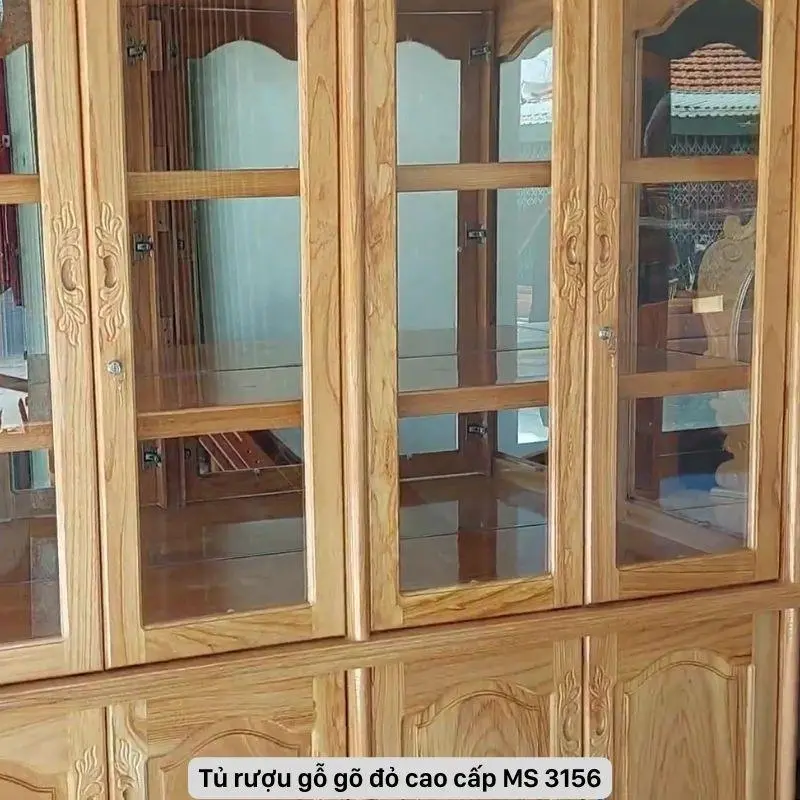Tủ rượu đẹp bằng gỗ gõ đỏ MS 3156 - Ảnh 5