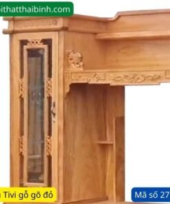 Kệ tivi gỗ gõ đỏ kết hợp tủ rượu MS 2737