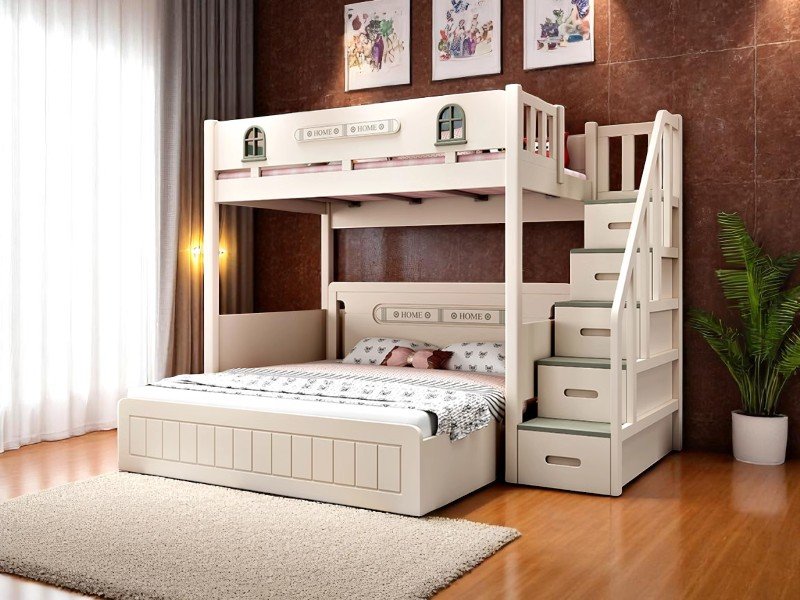 Kiểu giường tầng gỗ cho bé gái yêu thích