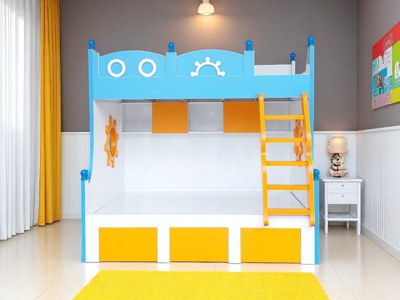 Giường tầng có bàn học phía dưới