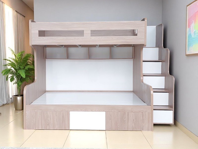Giường tầng có bàn học phía dưới
