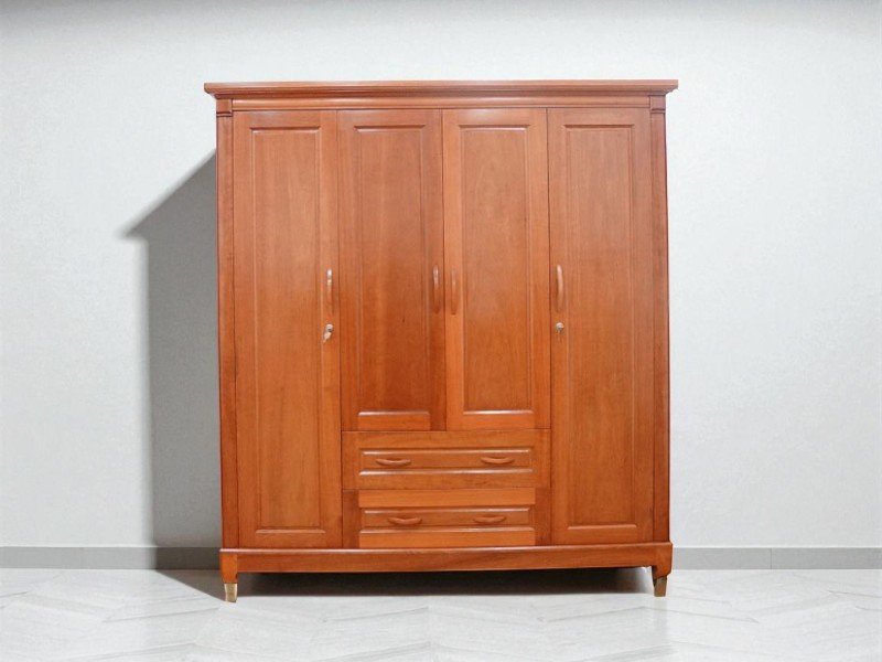 Mẫu tủ quần áo gỗ tự nhiên 6 cánh