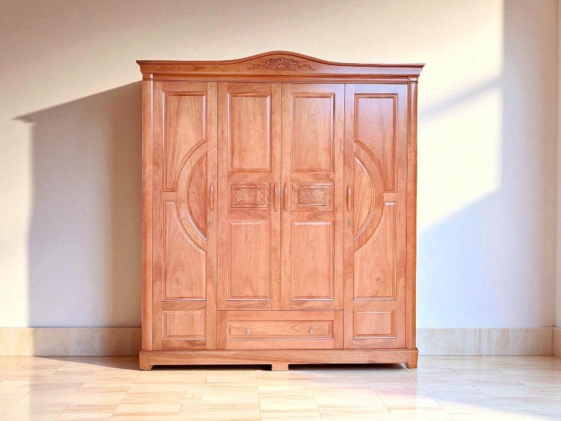 Mẫu tủ quần áo gỗ tự nhiên 6 cánh