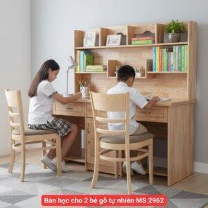 Bàn học cho 2 bé gỗ tự nhiên