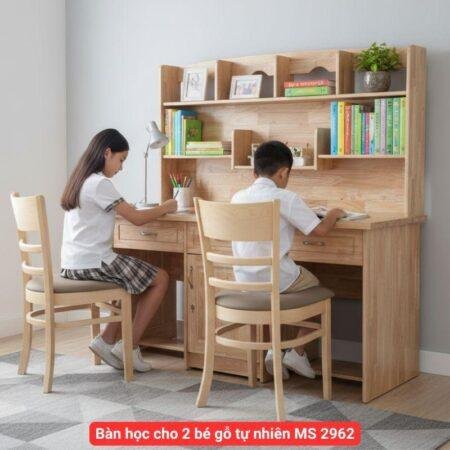 Bàn học cho 2 bé gỗ tự nhiên