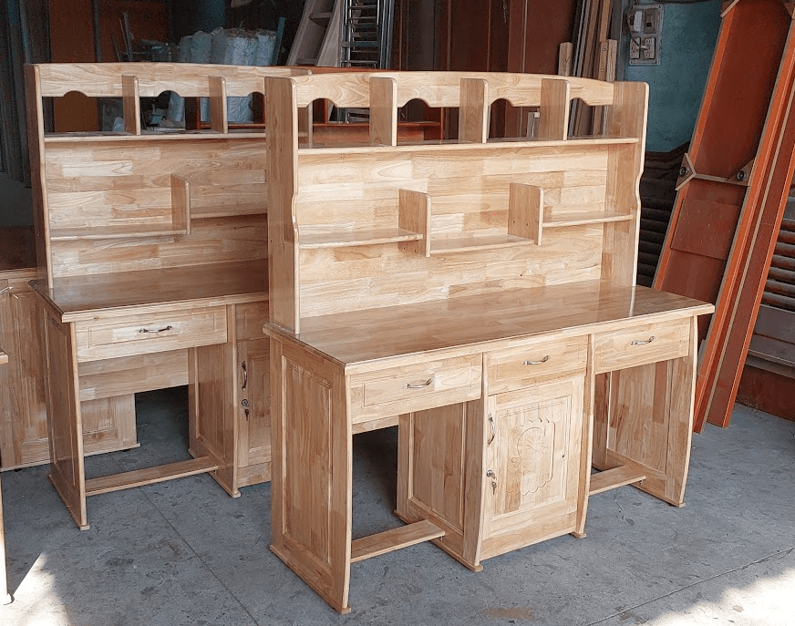 Bàn học cho 2 bé gỗ tự nhiên MS-2962 đẹp hiện đại