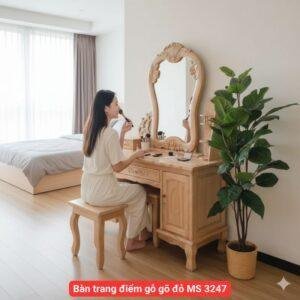 Mẫu Bàn Trang Điểm Gỗ Gõ Đỏ