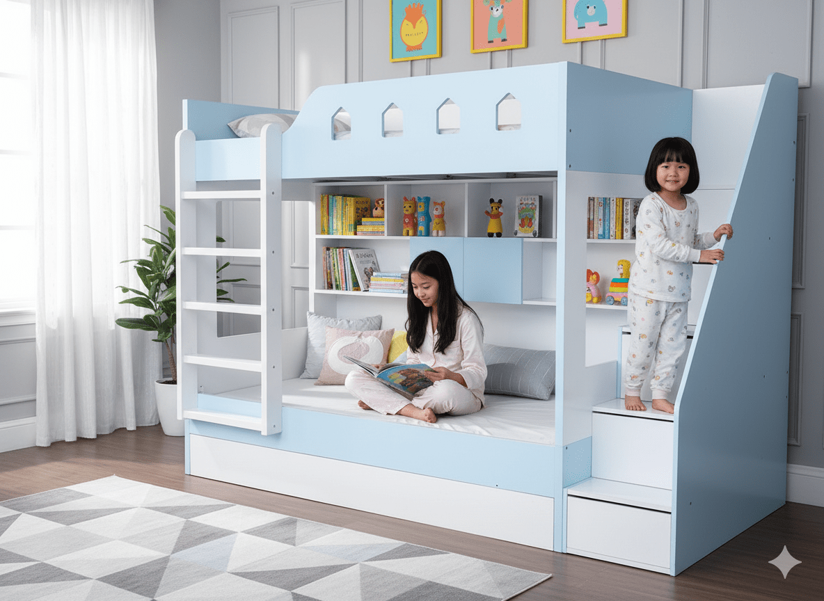 Giường hai tầng cho bé MS-3253 gỗ công nghiệp cao cấp