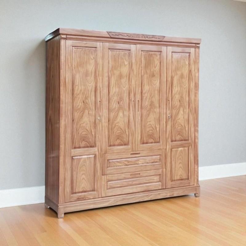 Tủ quần áo gỗ 4 cánh tự nhiên cao cấp (2)