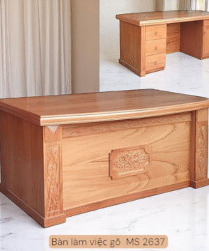 Bàn làm việc gỗ tự nhiên vân gõ đỏ MS 2637
