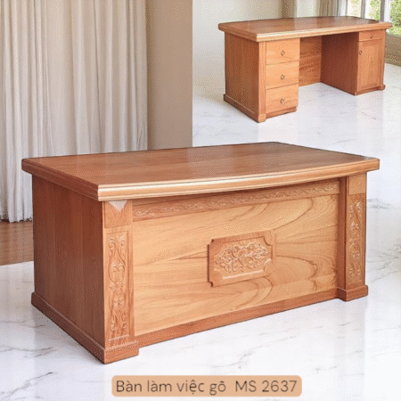 Bàn làm việc gỗ tự nhiên vân gõ đỏ MS 2637
