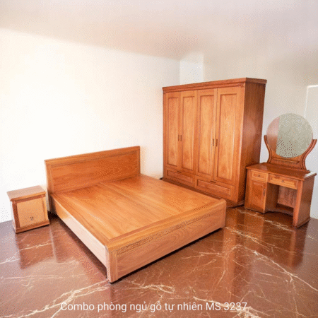 Combo giường tủ bàn trang điểm gỗ tự nhiên MS 3237 9 Combo giường tủ bàn trang điểm gỗ tự nhiên MS 3237