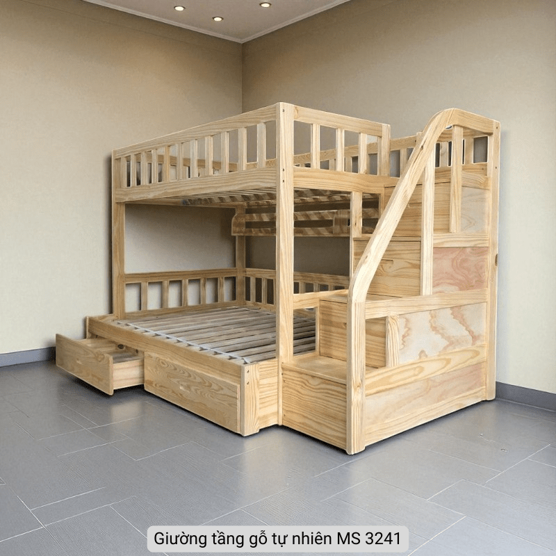 Giường tầng gỗ tự nhiên MS 3241