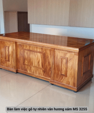 Bàn làm việc gỗ tự nhiên vân hương xám MS 3255