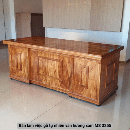 Bàn làm việc gỗ tự nhiên vân hương xám MS 3255