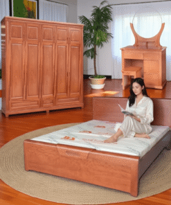 Giường ngủ 1m8 trong bộ giường tủ phòng ngủ gỗ tự nhiên