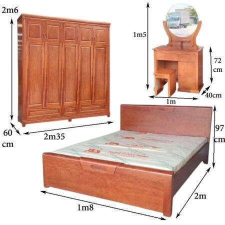 Trọn bộ phòng ngủ gỗ tự nhiên MS 3259