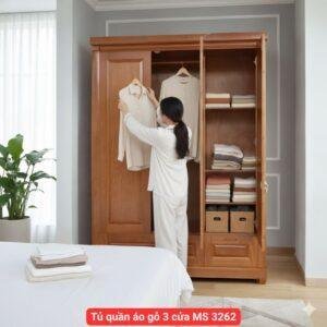 Mẫu tủ quần áo gỗ 3 cửa hiện đại đẹp