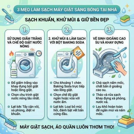 3 Mẹo Vặt Vệ Sinh Máy Giặt Sạch Bong Kin Kít