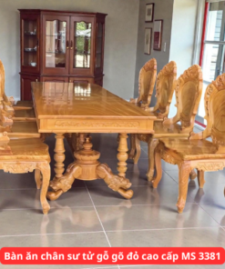 Bàn ăn chân sư tử gỗ gõ đỏ cao cấp MS 3381