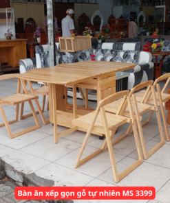Bàn ăn xếp gọn gỗ tự nhiên MS 3399