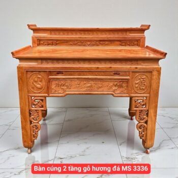 Bàn cúng 2 tầng gỗ hương đá MS 3336