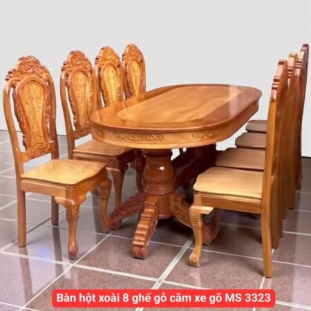 Bàn hột xoài 8 ghế gỗ căm xe gõ MS 3323