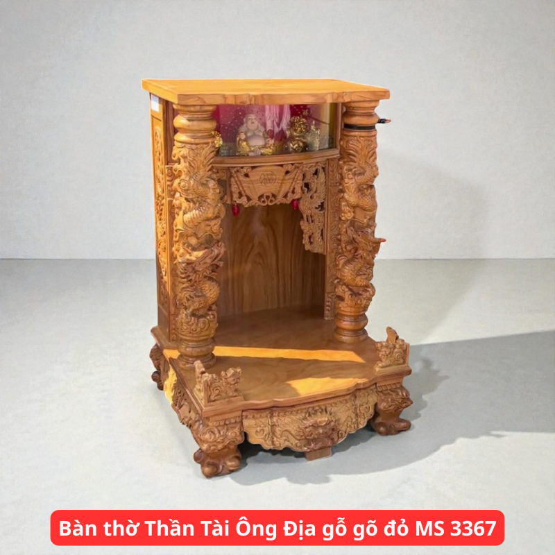 Bàn thờ Thần Tài Ông Địa gỗ gõ đỏ MS 3367 Bàn thờ Thần Tài Ông Địa gỗ gõ đỏ MS 3367